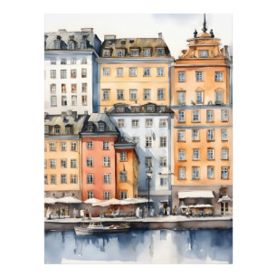 Stockholm Aquarellkunst Fotodruck
