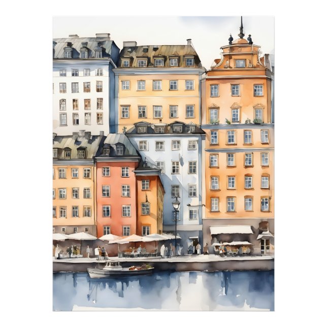 Stockholm Aquarellkunst Fotodruck (Vorne)