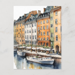 Stockholm Aquarellkunst Postkarte