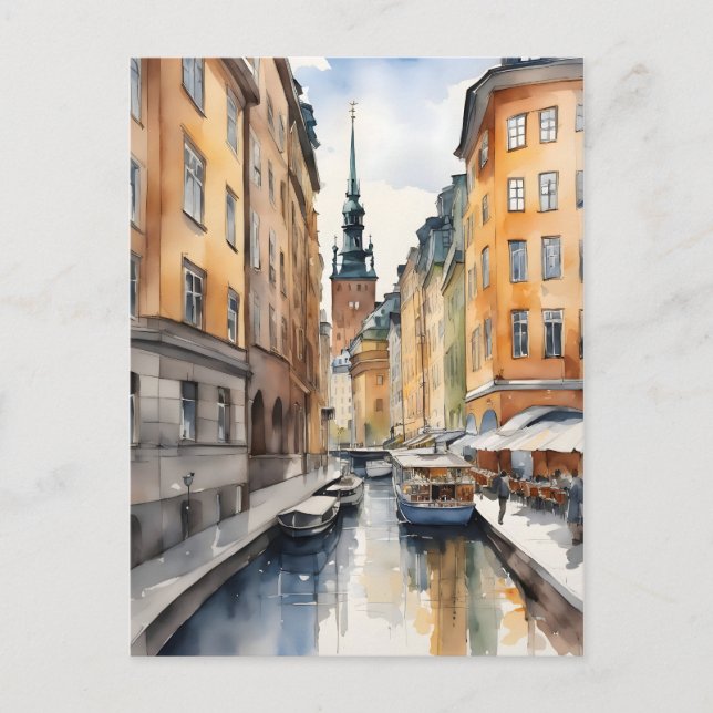 Stockholm Aquarellkunst Postkarte (Vorderseite)