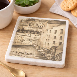 Stockholm Gamla Stan Vintage Stadt Kunst Steinuntersetzer