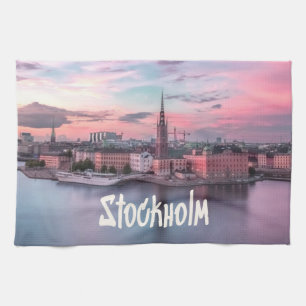 Stockholm Hauptstadt Schweden Night Skyline Geschirrtuch