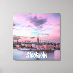 Stockholm Hauptstadt Schweden Night Skyline Leinwanddruck