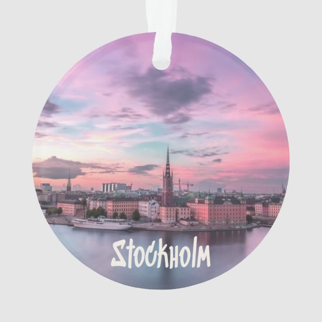 Stockholm Hauptstadt Schweden Night Skyline Ornament (Rückseite)