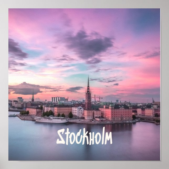 Stockholm Hauptstadt Schweden Night Skyline Poster (Vorne)