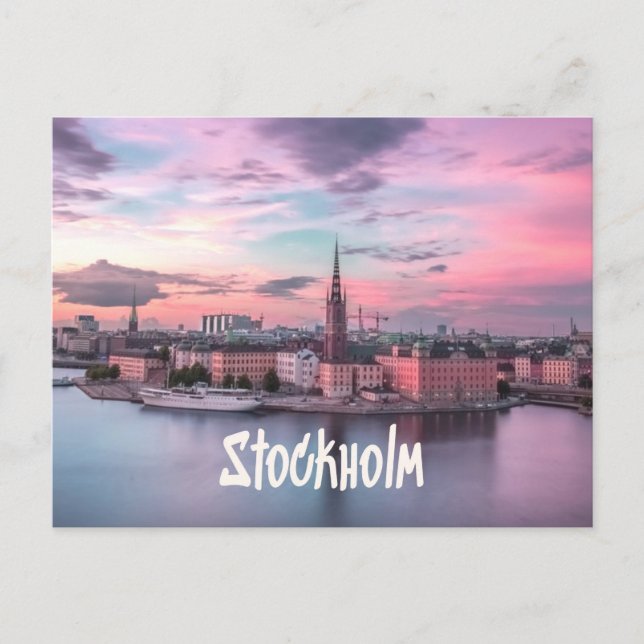 Stockholm Hauptstadt Schweden Night Skyline Postkarte (Vorderseite)