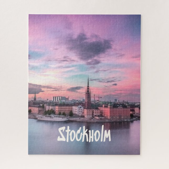Stockholm Hauptstadt Schweden Night Skyline Puzzle (Vertikal)