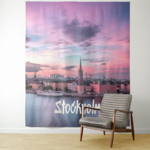 Stockholm Hauptstadt Schweden Night Skyline Wandteppich