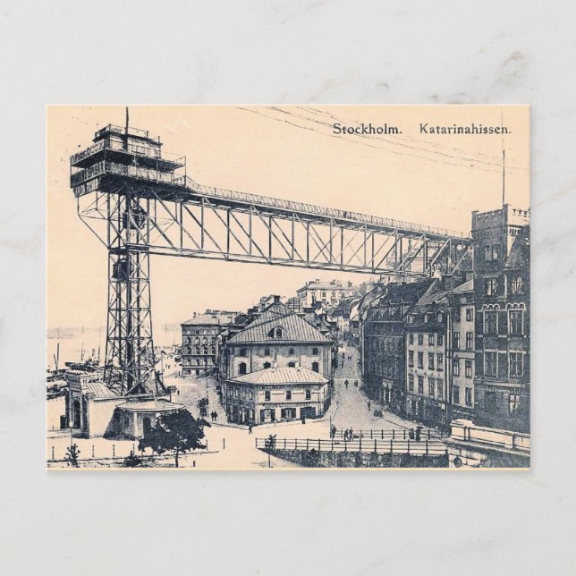 Stockholm, Katarinahissen Lift, 1919, Pos Postkarte (Vorderseite)