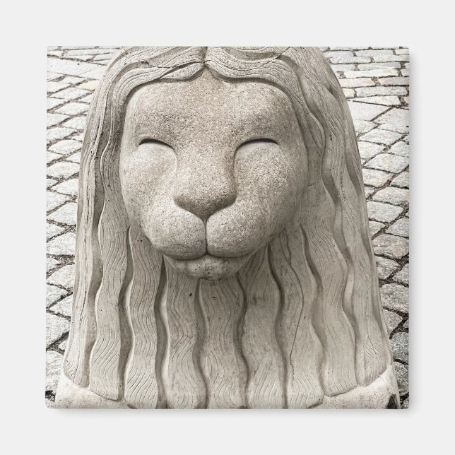 Stockholm Lion Statue Schweden Fotografie Magnet (Vorne)