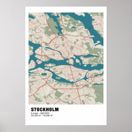 Stockholm Map Poster - Schweden Vintage Karte