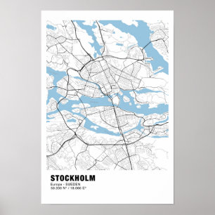 Stockholm Map Poster - Schweden Weißes Poster