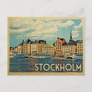 Stockholm Postcard Schweden Vintage Travel Postkarte