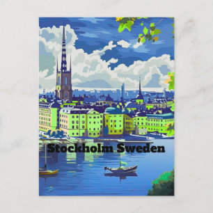 Stockholm Postkarte Reise Schweden Illustrierte K