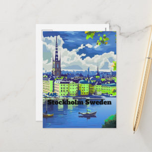 Stockholm Postkarte Reise Schweden  Illustrierte K