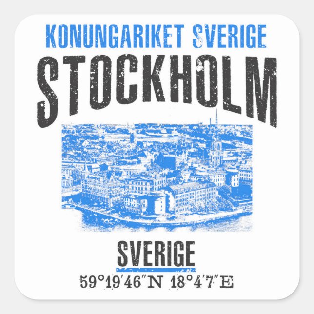 Stockholm Quadratischer Aufkleber (Vorderseite)