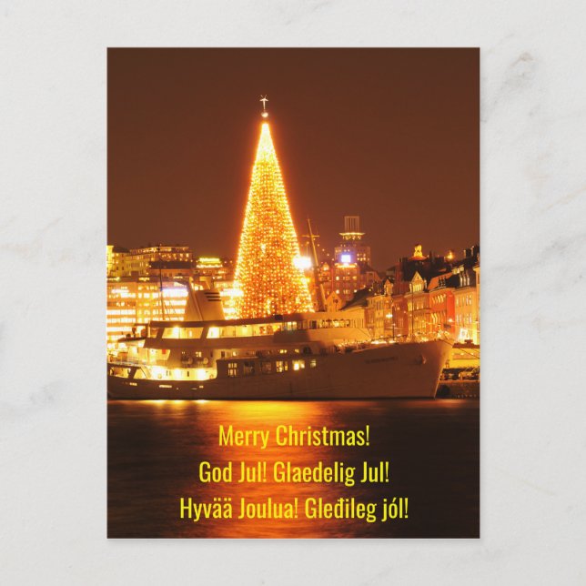 Stockholm, Schweden am Weihnachten nachts (Vorderseite)
