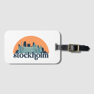 Stockholm Schweden City Skyline Retro City Art Gepäckanhänger