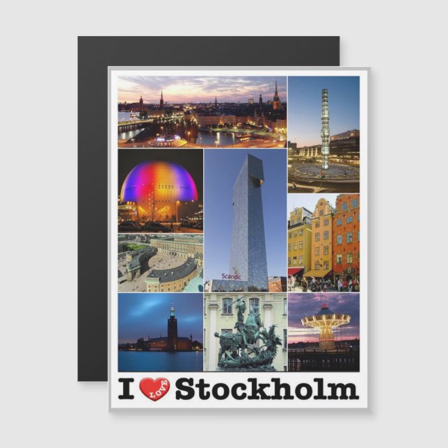 Stockholm - Schweden - I Liebe - Magnetkarte (Vorne/Hinten)