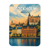 Stockholm Schweden Illustration Reise Kunst Vintag