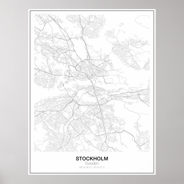 Stockholm, Schweden, Minimalistisches Kartenposter Poster (Vorne)
