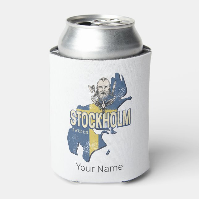 Stockholm Schweden Provinz Karte Vintag Souvenir Dosenkühler (Kanne Vorderseite)