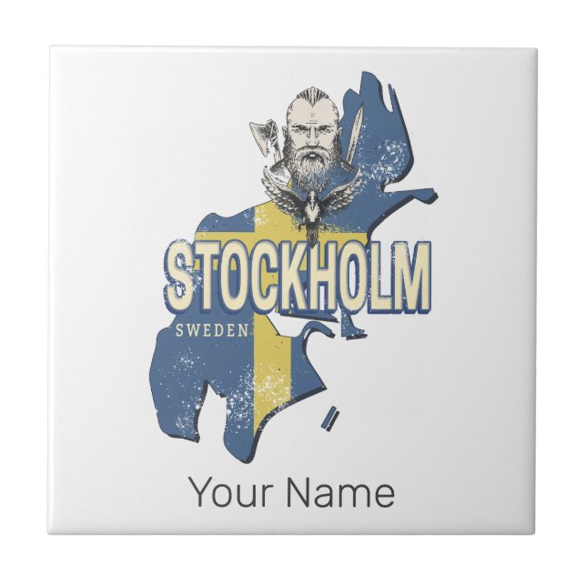Stockholm Schweden Provinz Karte Vintag Souvenir Fliese (Vorderseite)