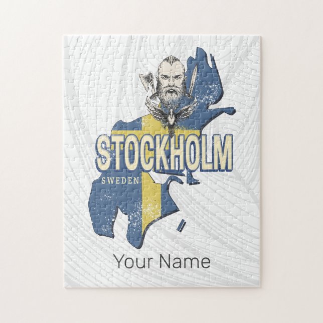Stockholm Schweden Provinz Karte Vintag Souvenir Puzzle (Vertikal)