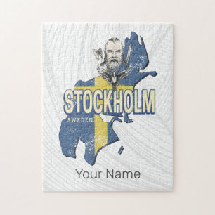 Stockholm Schweden Provinz Karte Vintage Souvenir Puzzle