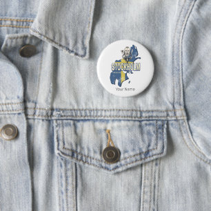 Stockholm Schweden Provinzkarte Vintage-Souvenir Button
