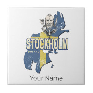 Stockholm Schweden Provinzkarte Vintage-Souvenir Fliese