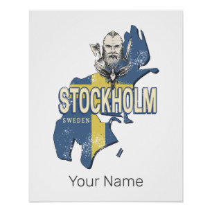 Stockholm Schweden Provinzkarte Vintage-Souvenir Poster