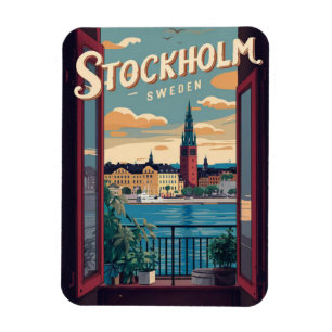 Stockholm Schweden Reise Vintage Balkon Ansicht Ge Magnet