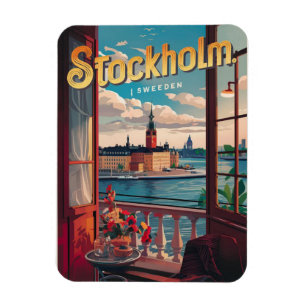 Stockholm Schweden Reise Vintage Balkon Ansicht Ge Magnet