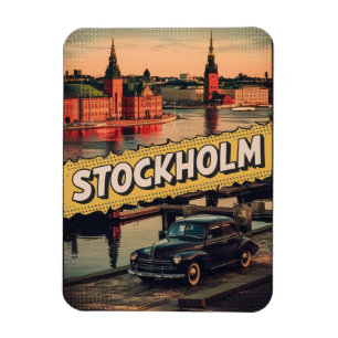 Stockholm Schweden Reise Vintage-Comic-Geschenke Magnet