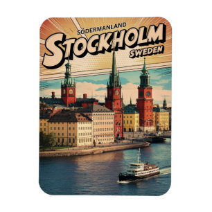 Stockholm Schweden Reise Vintage-Comic-Geschenke Magnet