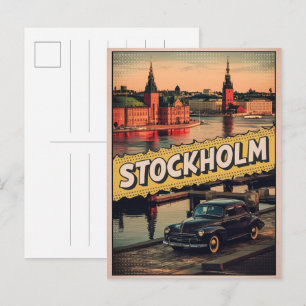 Stockholm Schweden Reise Vintage Comic-Geschenke Postkarte