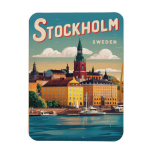 Stockholm Schweden Reise Vintage-Wasserfront-Gesch Magnet