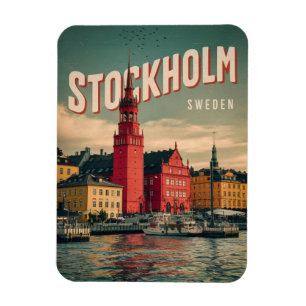 Stockholm Schweden Reise Vintage-Wasserfront-Gesch Magnet