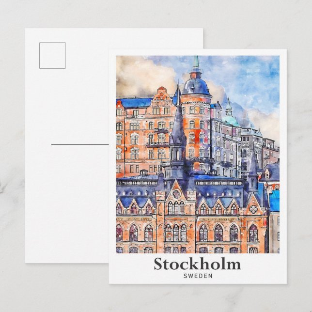 Stockholm Schweden Reiseskizze Postkarte (Vorne/Hinten)
