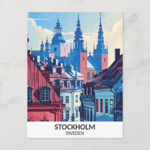 Stockholm Schweden Retro Artwork Travel Postkarte