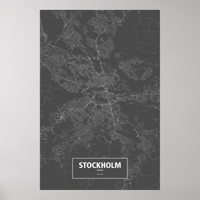 Stockholm, Schweden (schwarz weiß) Poster (Vorne)