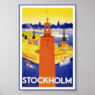 Stockholm Schweden Schwedisches Vintage-Reiseposte Poster