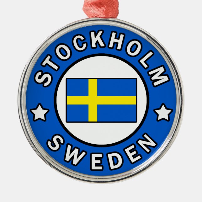 Stockholm Schweden Silbernes Ornament (Vorne)