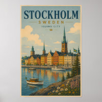 Stockholm Schweden Skyline Illustration Reise Kuns