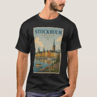Stockholm Schweden Skyline Illustration Reise Kuns