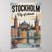 Stockholm Schweden Skyline Retro Reise