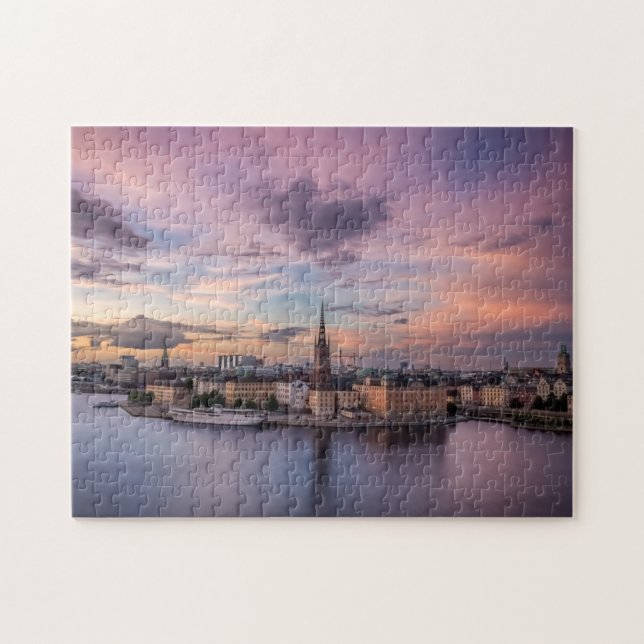Stockholm Schweden Stadt Nord-Sunset Skandinavien Puzzle (Horizontal)