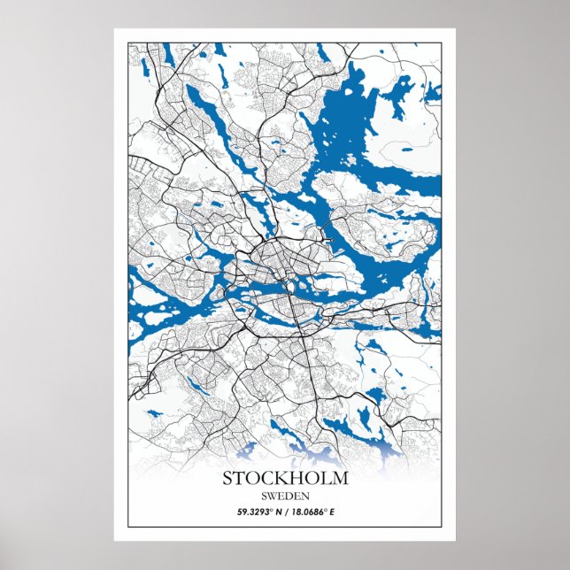 Stockholm Schweden Stadtkarte Einfach Poster (Vorne)