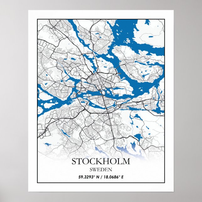 Stockholm Schweden Stadtkarte Einfach Poster (Vorne)